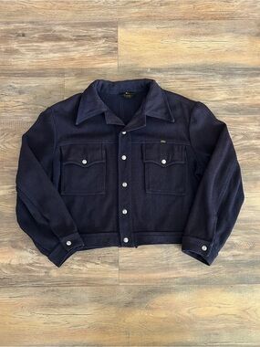 Vintage 1970s Lee Cropped Wool Trucker Jacket XL